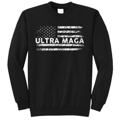 Ultra Maga Proud Ultra Maga Anti Biden Us Flag Pro Trump Tall Sweatshirt