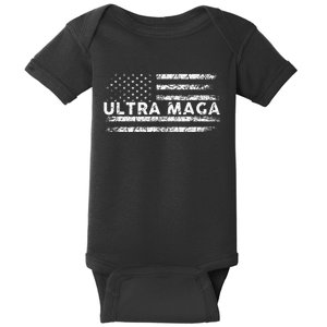 Ultra Maga Proud Ultra Maga Anti Biden Us Flag Pro Trump Baby Bodysuit