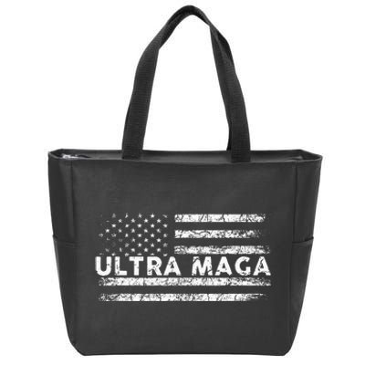 Ultra Maga Proud Ultra Maga Anti Biden Us Flag Pro Trump Zip Tote Bag