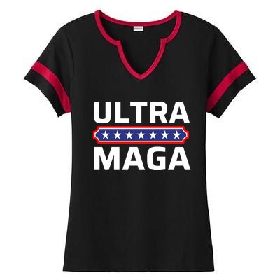 Ultra Maga Pro Trump Ultra MAGA Funny Anti Biden Ladies Halftime Notch Neck Tee