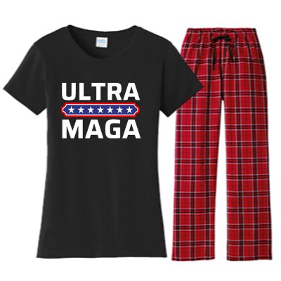 Ultra Maga Pro Trump Ultra MAGA Funny Anti Biden Women's Flannel Pajama Set