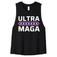 Ultra Maga Pro Trump Ultra MAGA Funny Anti Biden Women's Racerback Cropped Tank