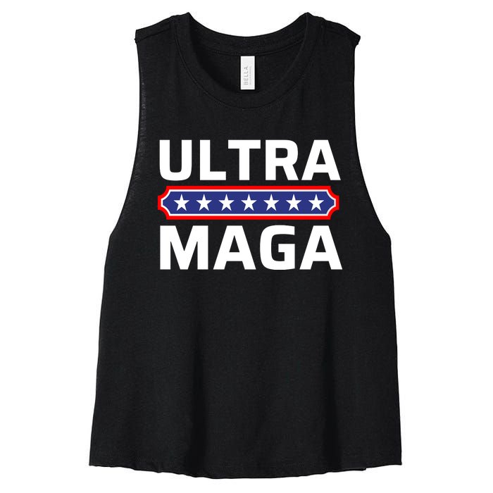 Ultra Maga Pro Trump Ultra MAGA Funny Anti Biden Women's Racerback Cropped Tank