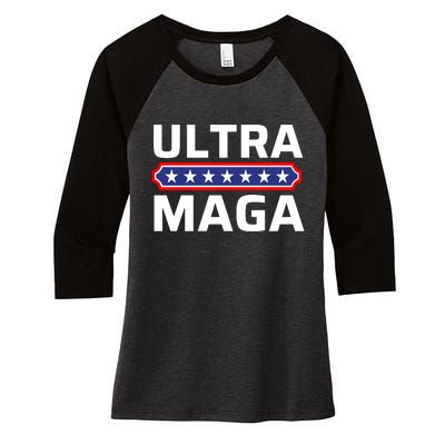 Ultra Maga Pro Trump Ultra MAGA Funny Anti Biden Women's Tri-Blend 3/4-Sleeve Raglan Shirt