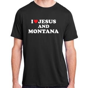 Usa Map Proud Christian Gift I Love Jesus And Montana Gift Adult ChromaSoft Performance T-Shirt