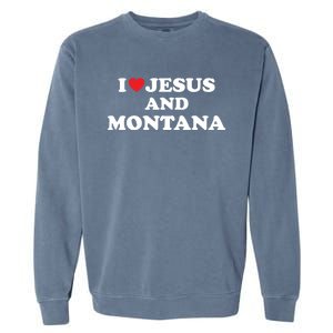 Usa Map Proud Christian Gift I Love Jesus And Montana Gift Garment-Dyed Sweatshirt