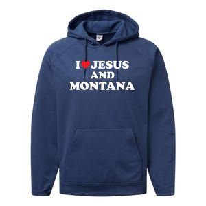 Usa Map Proud Christian Gift I Love Jesus And Montana Gift Performance Fleece Hoodie