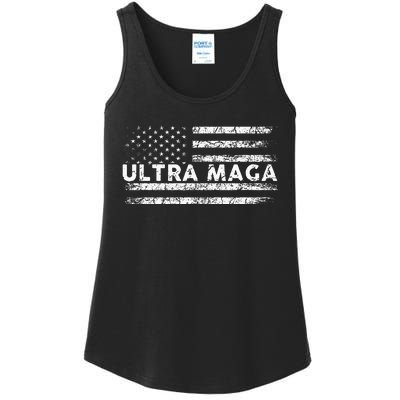 Ultra Maga Proud Ultra Maga Anti Biden Us Flag Pro Trump Ladies Essential Tank