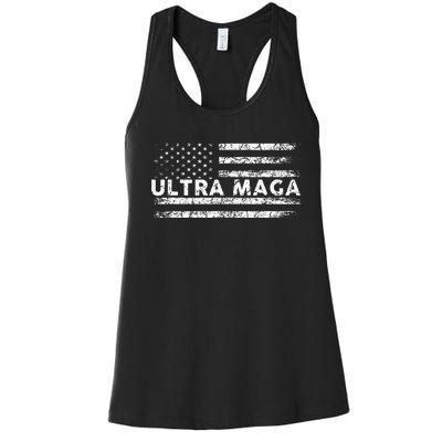 Ultra Maga Proud Ultra Maga Anti Biden Us Flag Pro Trump Women's Racerback Tank