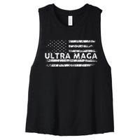 Ultra Maga Proud Ultra Maga Anti Biden Us Flag Pro Trump Women's Racerback Cropped Tank