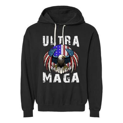 Ultra Maga Pro Trump Ultra MAGA Funny Anti Biden Garment-Dyed Fleece Hoodie