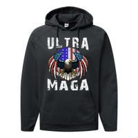 Ultra Maga Pro Trump Ultra MAGA Funny Anti Biden Performance Fleece Hoodie