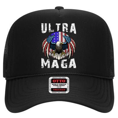 Ultra Maga Pro Trump Ultra MAGA Funny Anti Biden High Crown Mesh Back Trucker Hat