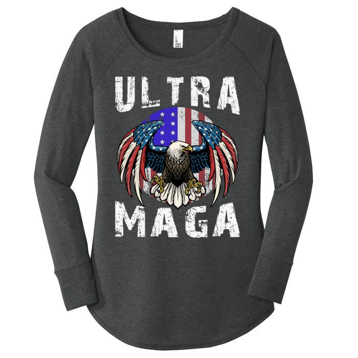 Ultra Maga Pro Trump Ultra MAGA Funny Anti Biden Women's Perfect Tri Tunic Long Sleeve Shirt