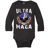 Ultra Maga Pro Trump Ultra MAGA Funny Anti Biden Baby Long Sleeve Bodysuit