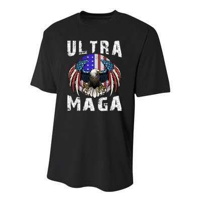 Ultra Maga Pro Trump Ultra MAGA Funny Anti Biden Youth Performance Sprint T-Shirt