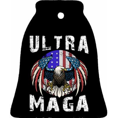 Ultra Maga Pro Trump Ultra MAGA Funny Anti Biden Ceramic Bell Ornament