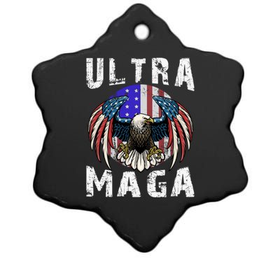 Ultra Maga Pro Trump Ultra MAGA Funny Anti Biden Ceramic Star Ornament