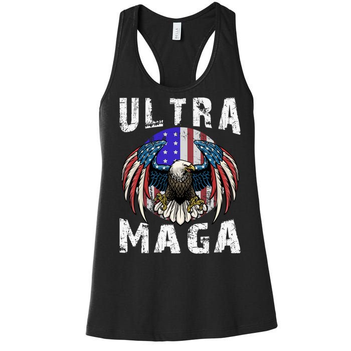 Ultra Maga Pro Trump Ultra MAGA Funny Anti Biden Women's Racerback Tank