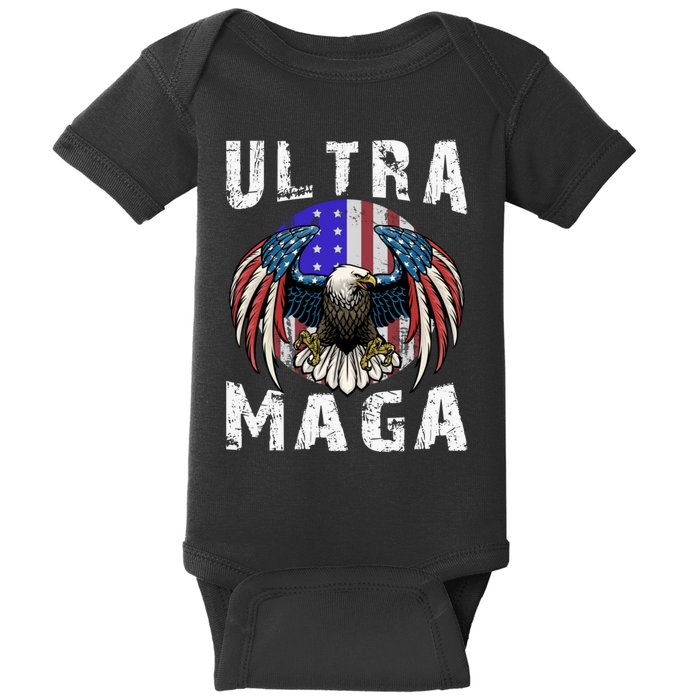 Ultra Maga Pro Trump Ultra MAGA Funny Anti Biden Baby Bodysuit