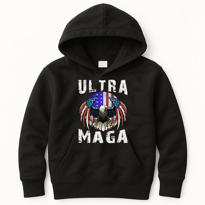 Ultra Maga Pro Trump Ultra MAGA Funny Anti Biden Kids Hoodie