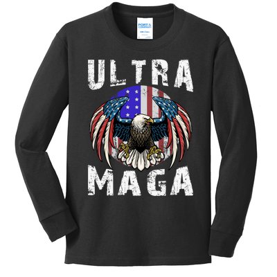 Ultra Maga Pro Trump Ultra MAGA Funny Anti Biden Kids Long Sleeve Shirt