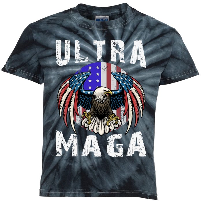 Ultra Maga Pro Trump Ultra MAGA Funny Anti Biden Kids Tie-Dye T-Shirt