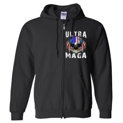 Ultra Maga Pro Trump Ultra MAGA Funny Anti Biden Full Zip Hoodie