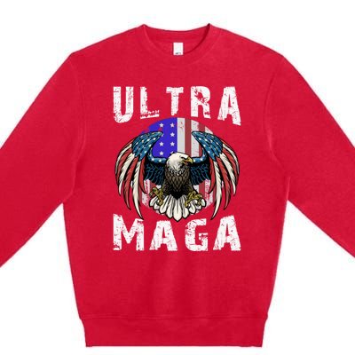 Ultra Maga Pro Trump Ultra MAGA Funny Anti Biden Premium Crewneck Sweatshirt