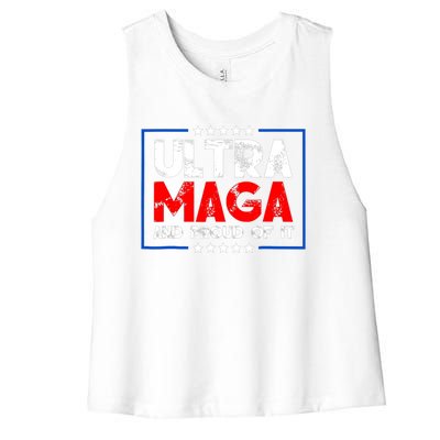 Ultra Maga Proud Ultra Maga Retro Vintage Design Women's Racerback Cropped Tank