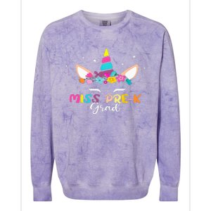 Unicorn Miss Prek Grad Preschool Graduation Colorblast Crewneck Sweatshirt