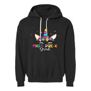 Unicorn Miss Prek Grad Preschool Graduation Garment-Dyed Fleece Hoodie