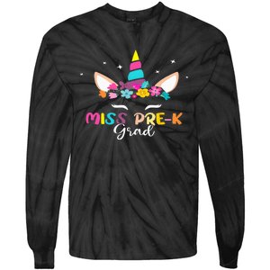 Unicorn Miss Prek Grad Preschool Graduation Tie-Dye Long Sleeve Shirt