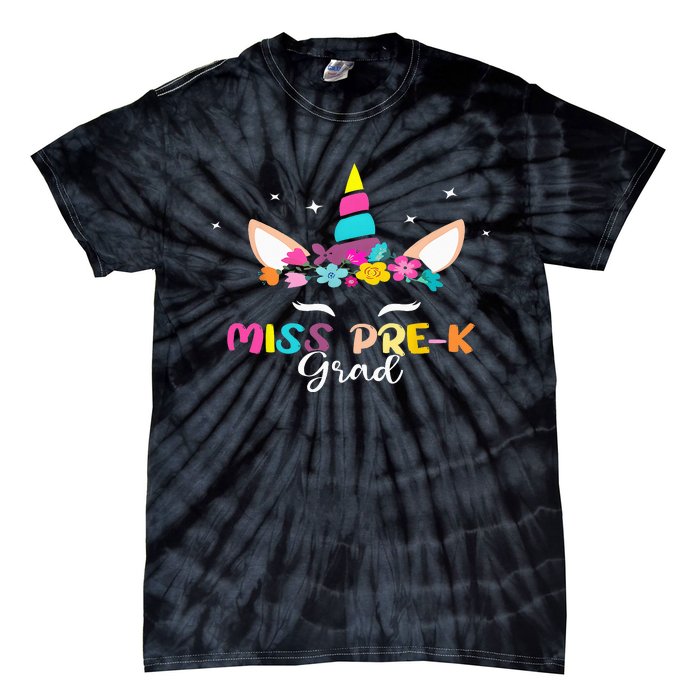 Unicorn Miss Prek Grad Preschool Graduation Tie-Dye T-Shirt