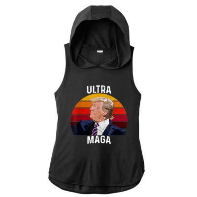 Ultra MAGA Pro Trump Ladies PosiCharge Tri-Blend Wicking Draft Hoodie Tank