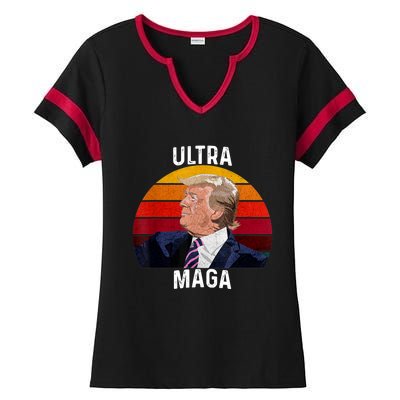 Ultra MAGA Pro Trump Ladies Halftime Notch Neck Tee