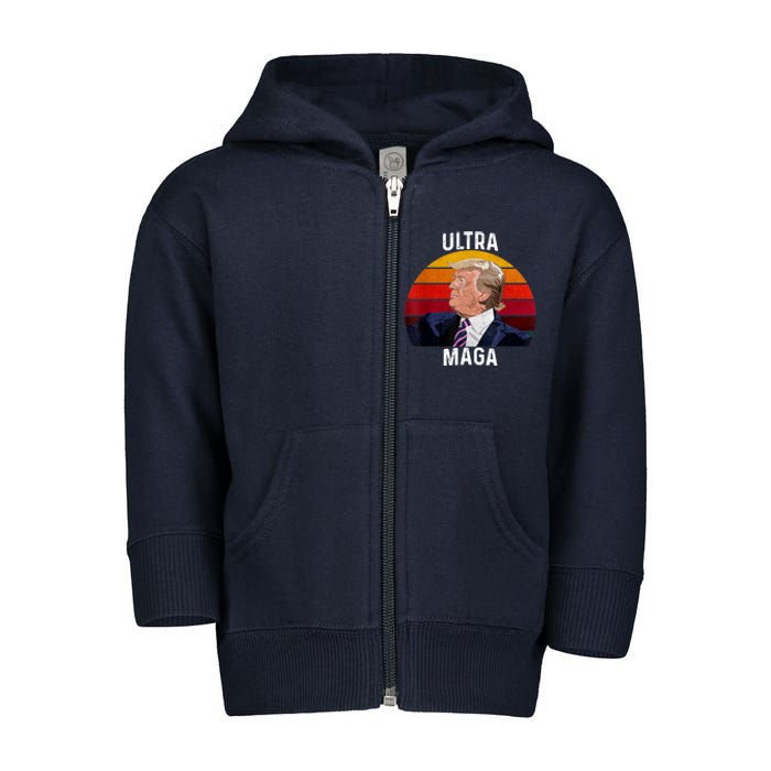 Ultra MAGA Pro Trump Toddler Zip Fleece Hoodie