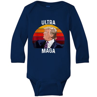 Ultra MAGA Pro Trump Baby Long Sleeve Bodysuit