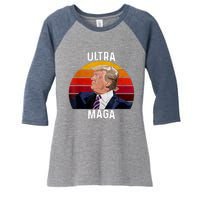 Ultra MAGA Pro Trump Women's Tri-Blend 3/4-Sleeve Raglan Shirt