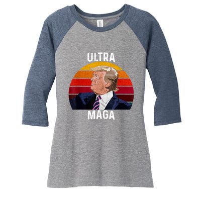 Ultra MAGA Pro Trump Women's Tri-Blend 3/4-Sleeve Raglan Shirt