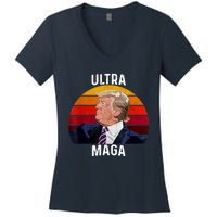 Ultra MAGA Pro Trump Women's V-Neck T-Shirt