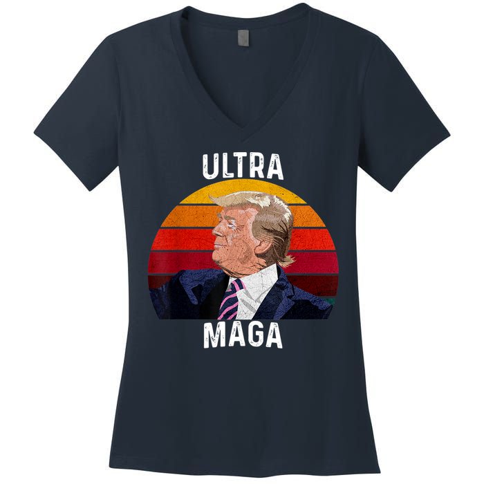 Ultra MAGA Pro Trump Women's V-Neck T-Shirt