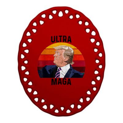 Ultra MAGA Pro Trump Ceramic Oval Ornament