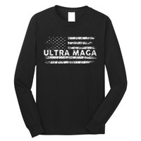 Ultra Maga Proud Ultra Maga Anti Biden Us Flag Pro Trump Long Sleeve Shirt