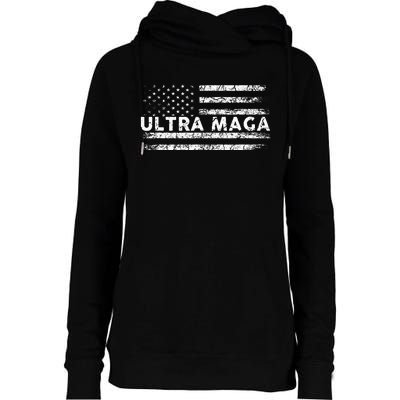 Ultra Maga Proud Ultra Maga Anti Biden Us Flag Pro Trump Womens Funnel Neck Pullover Hood