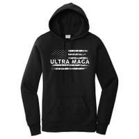 Ultra Maga Proud Ultra Maga Anti Biden Us Flag Pro Trump Women's Pullover Hoodie