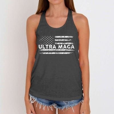 Ultra Maga Proud Ultra Maga Anti Biden Us Flag Pro Trump Women's Knotted Racerback Tank