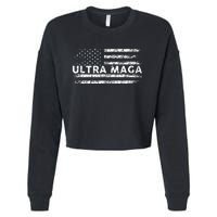 Ultra Maga Proud Ultra Maga Anti Biden Us Flag Pro Trump Cropped Pullover Crew