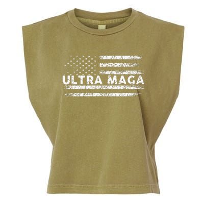 Ultra Maga Proud Ultra Maga Anti Biden Us Flag Pro Trump Garment-Dyed Women's Muscle Tee