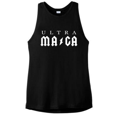 Ultra MAGA Parody Trump 2024 Ladies PosiCharge Tri-Blend Wicking Tank